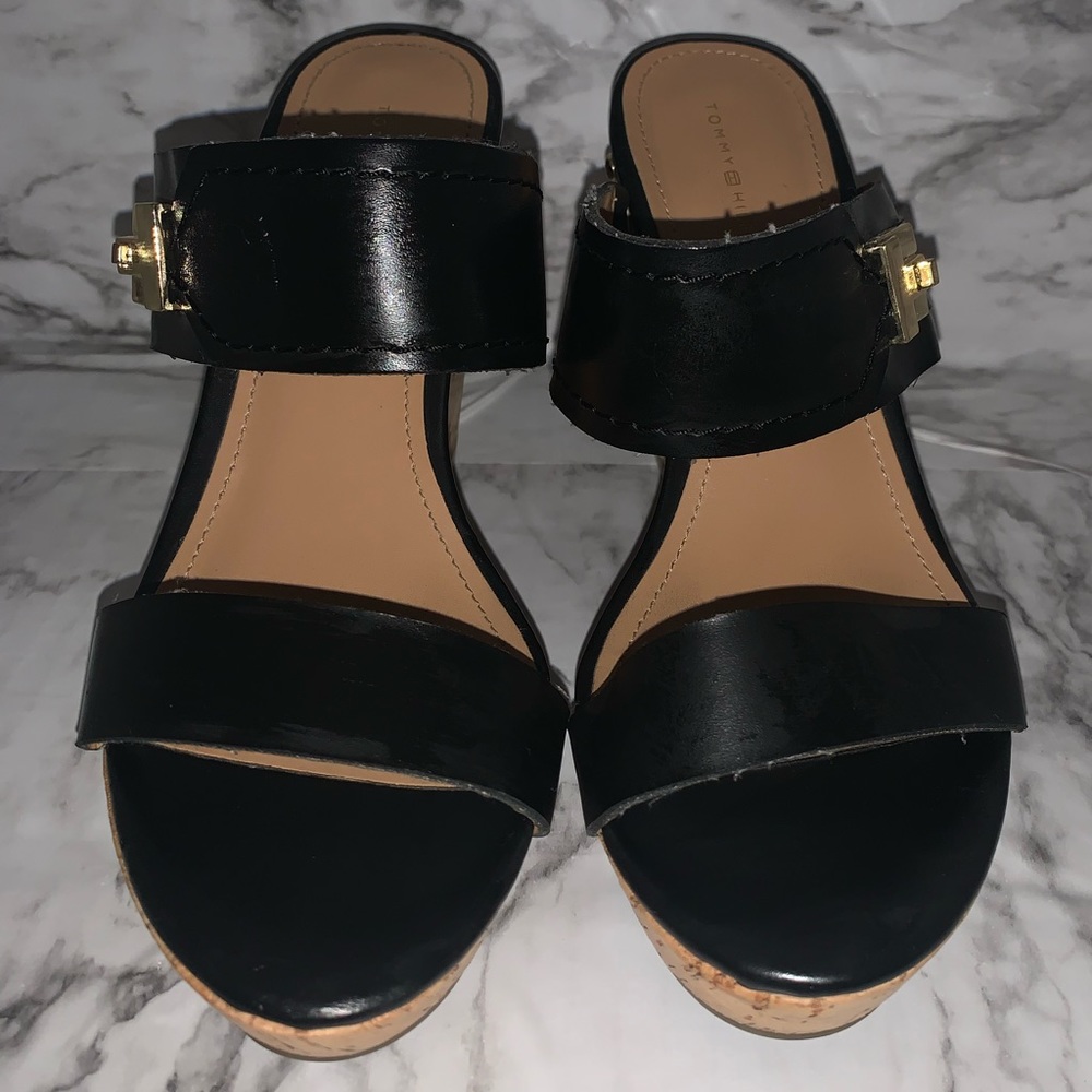 Tommy Hilfiger. Black wedge sandal. EUC. Size 7.5